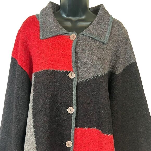 Elisabeth Liz Claiborne Wool Patchwork Coat - Picture 2 of 12